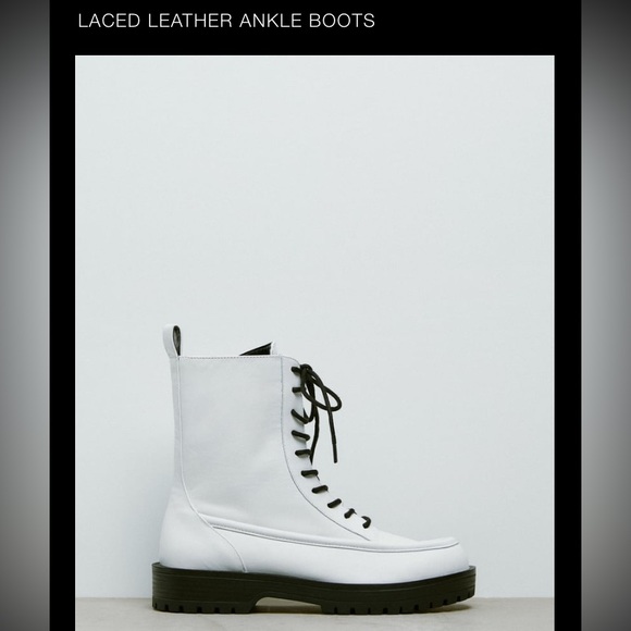 (NEW) Zara laced leather boots 7.5 - Picture 8 of 8